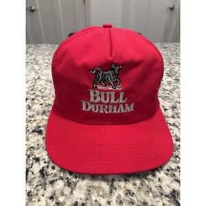 Vintage Bull Durham Cigarettes Red Snapback Hat Cap Tobacco 90s Trucker
